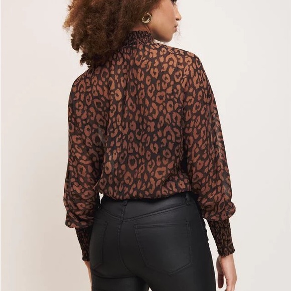 Dynamite Mock Neck Animal Print Blouse - Picture 2 of 8